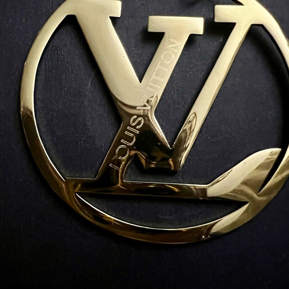 Gold Designer Logo Earrings - Picture 3 of 3